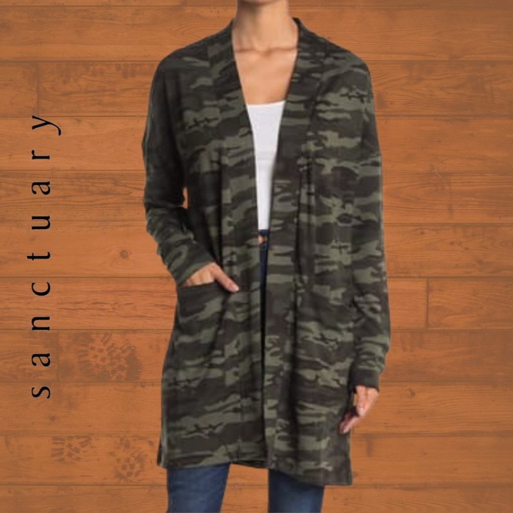 Sanctuary Camo Patch Pocket Knit Cardigan